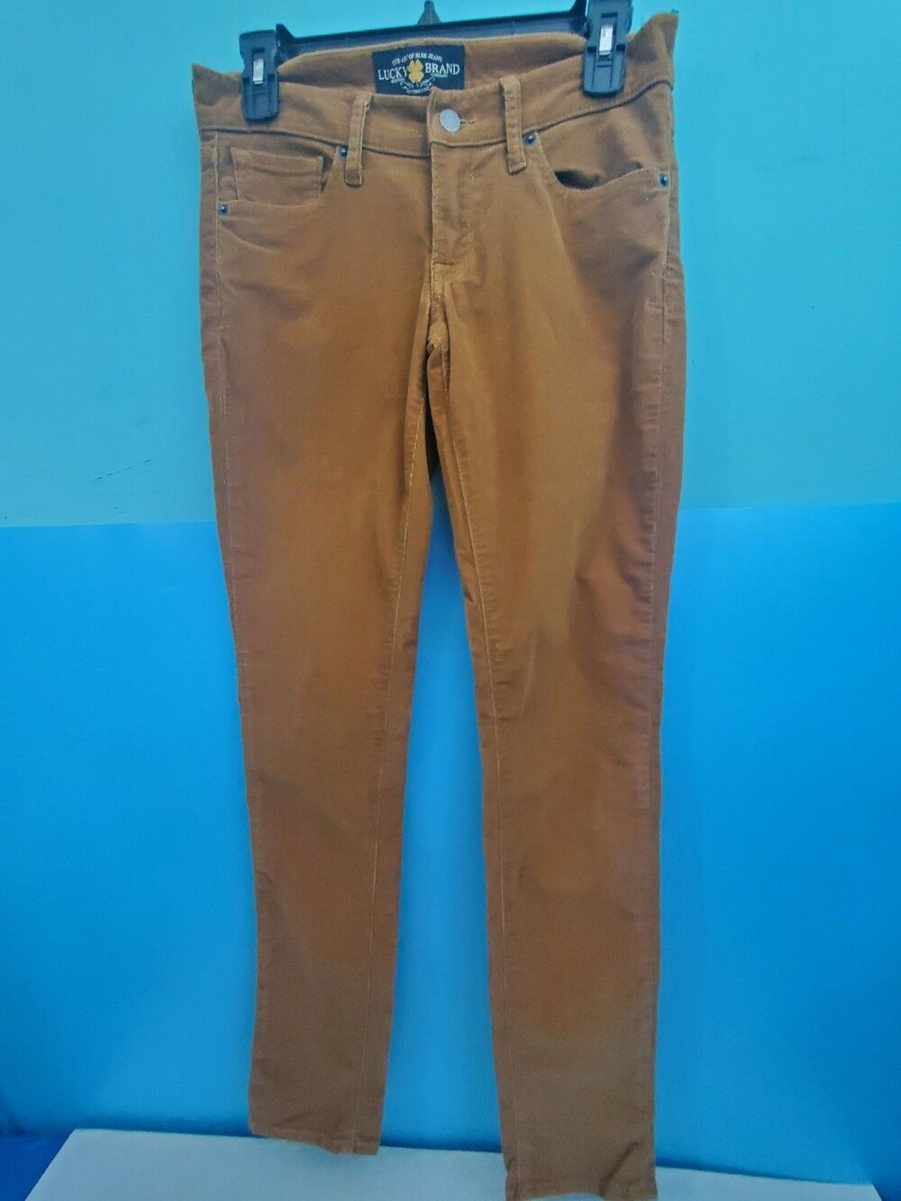 Lucky Brand Brown Corduroy Pants Sz 2/26 Low Rise Slim Skinny Lightweight Cotton